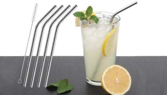 These slick stainless steel straws are a more eco-friendly alternative to plastic drinking straws that litter our planet and harm ocean life. They are totally reusable, washable, and look very cool!