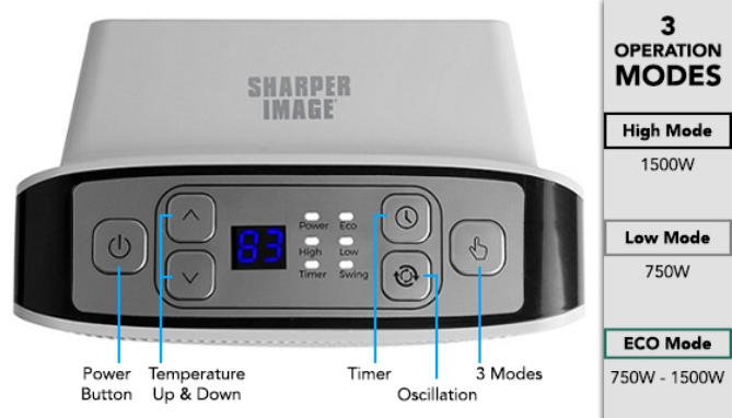 Picture 4 of Oscillating Ceramic Digital Space Heater by Sharper Image