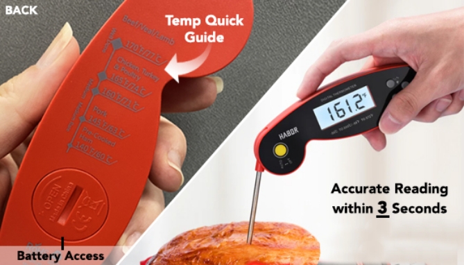 Picture 6 of Instant Read Foldable Meat Thermometer With Large Digital Read Out