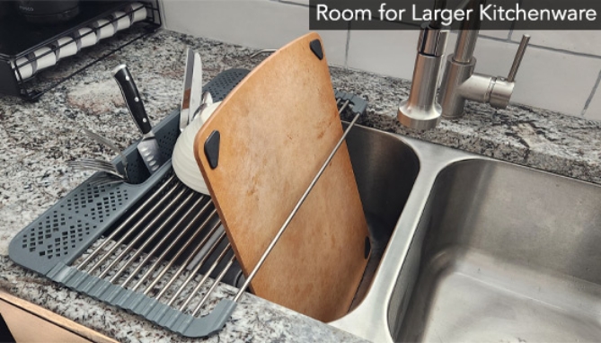 Picture 4 of Deluxe Over-the-Sink Dish Drying Rack with Removable Cutlery Holder