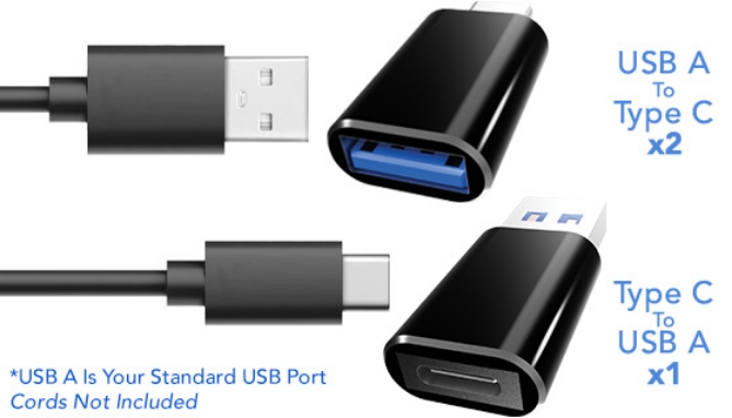 Aluminum Cord Converting USB-C Adapters: Set of 3