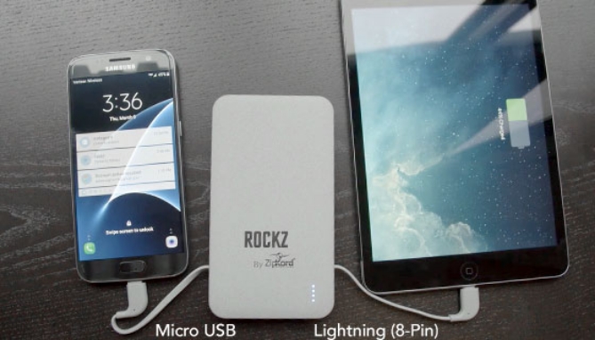 The portable RockZ Power Bank has a full 5000mAh of power geared for recharging your iPhone, Android, Tablets and other USB electronic devices. But you'll see how this is one stylish and ultra-thin model is better than most, plus it fits in a pocket.