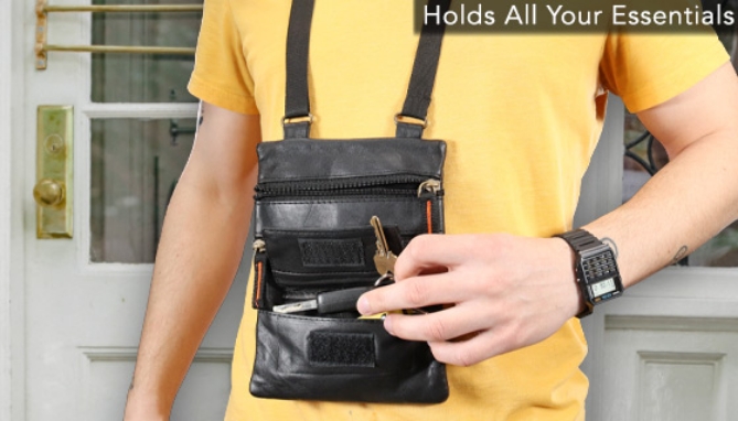 Genuine Leather Hands-Free Travel Pouch