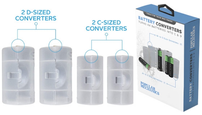 Picture 6 of Popular Mechanics Set of 4 Battery Converters: Turns AA into C and D