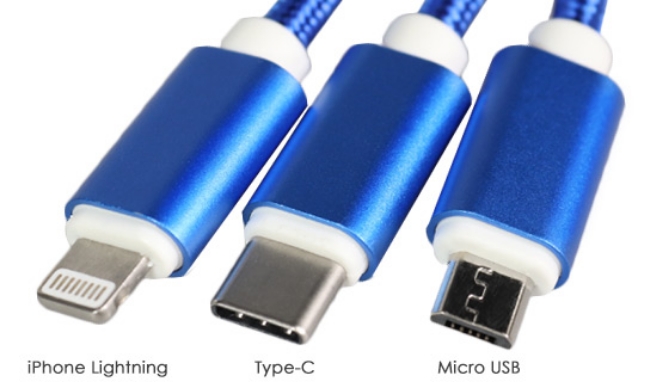 6ft Braided 3-in-1 Multi Charging Cord: Android and iPhone-Ready
