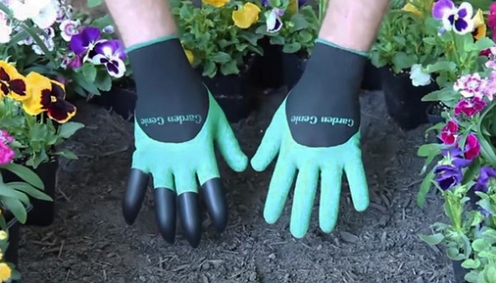 The Garden Genie Gardening Gloves are specially designed to allow you to perform basic gardening tasks without tools!