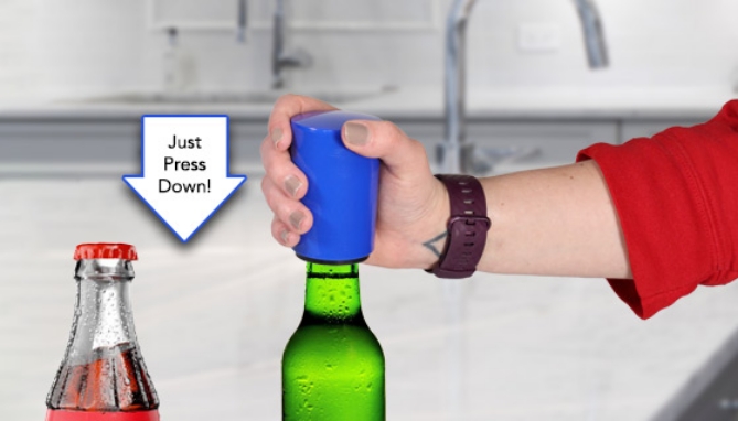 Push Down and Pop Off Bottle Opener