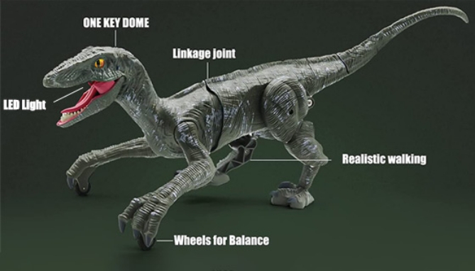 Walking RC Velociraptor Dinosaur with Sound and Light