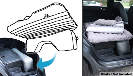 This innovative inflatable mattress is designed to go in the backseat of your car or van to give you a comfy flat surface for sleeping! This is a must for anyone who wants to camp out in the car or go on road trips.