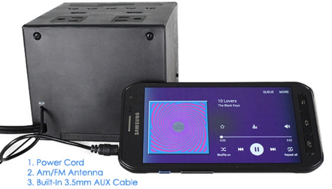 Picture 3 of Sonnet AM/FM Alarm Clock Radio with Outlets and USB Ports