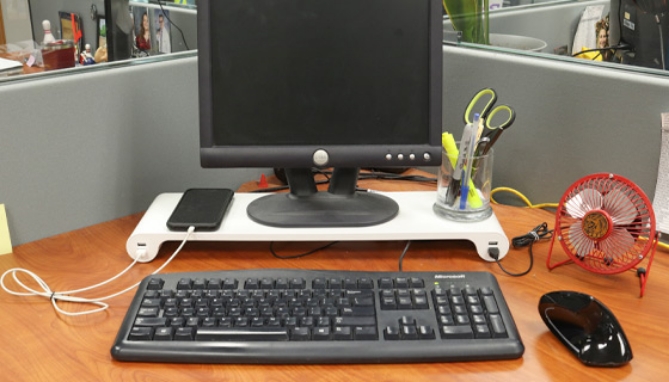 Picture 3 of Quirky Space Bar: Monitor Stand with Charging USB Ports