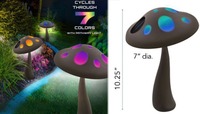 Picture 5 of Solar Powered Mushroom Landscape Light w/ Color Changing Lights