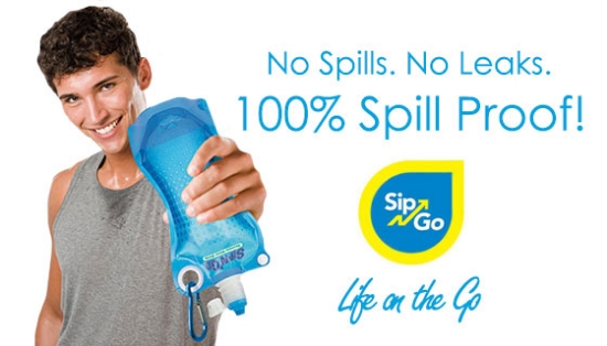 Sip N' Go is a Spill-Proof collapsible reusable water bottle that makes carrying a reusable water bottle easier and more convenient than ever before.