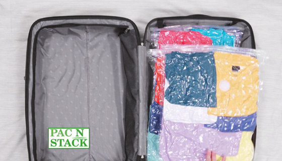Pac N Stack Vacuum Air-Tight Storage Bags with Cordless Pump - PulseTV