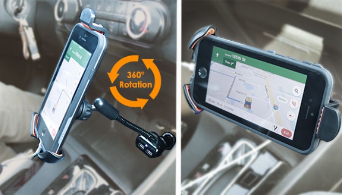 Picture 3 of Power Gooseneck Phone Mount with Dual USBs by Armor All