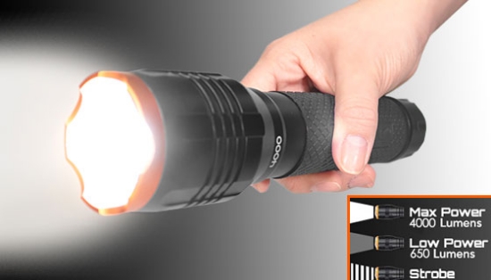 4000 Lumen Tactical Flashlight - w/ 9 FREE Batteries - Forest Filling Brightness!