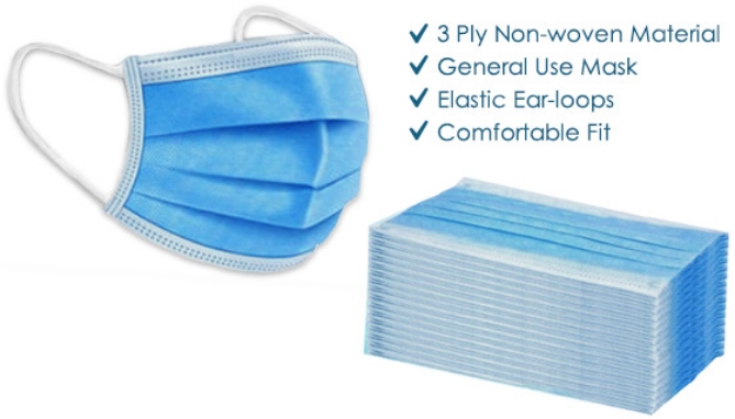 Picture 4 of 3-Layer Non-Medical (Disposable) Face Masks, 50 Count