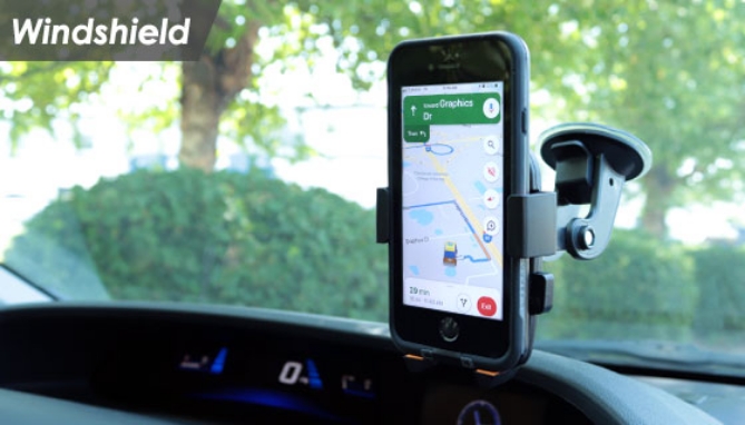 The Armor All 3-in-1 Suction Cup Phone Mount can attach to any windshield, dashboard, or car air vent.