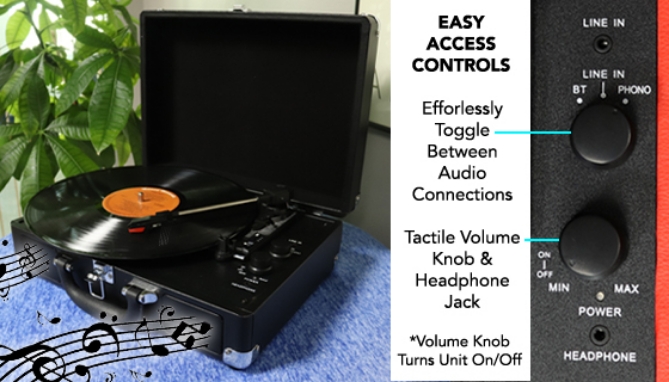 Picture 4 of 3 Speed Suitcase Style Portable BT Turntable With Speaker