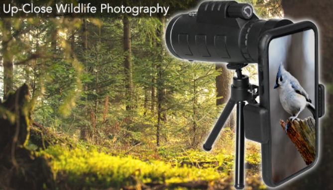 Portable Monocular Telescope with Tripod and Smartphone Clip