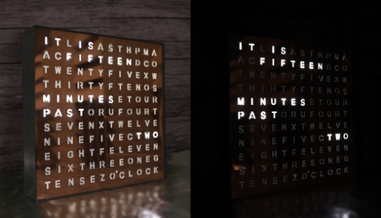 This unique LED Word Clock tells time in an entirely different way - with words! Rather than a dial or digital clock face, there are a jumble of letters. Every five minutes, the LED backlight turns on to reveal the time to display