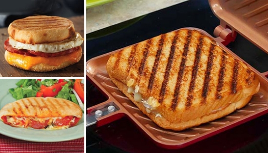 Creating hot meals has never been so easy! The Red Copper Flipwich uses two interlocking grill pans to create the perfect meal. Place any sandwich you want nice and toasty in the pan and close the double lid. Heat one side then flip it over for the other side. No need to worry about flipping with a spatula and making a mess