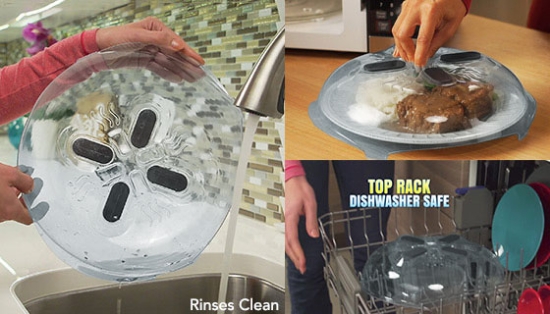 This splatter guard keeps your microwave mess-free, and the best part: it's always ready to go! Simply &quot;hover&quot; the magnetic bowl-shaped lid to store it in your microwave. Then pull it down to &quot;cover&quot; your food and prevent spatters.