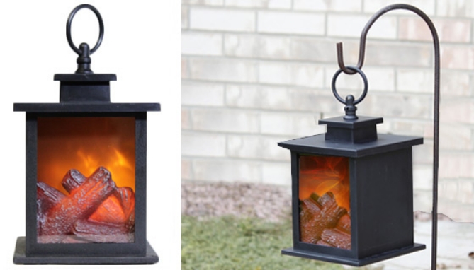 This antique-style fireplace lantern delivers a wonderful ambient glow showing off its realistic LED Flickering Flame Effect. This next-generation flickering technology gives off a stunning effect complete with glowing logs.