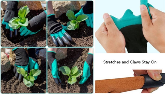 3-Pack of Assorted Gardening Gloves with Claws - Waterproof and Puncture Resistant
