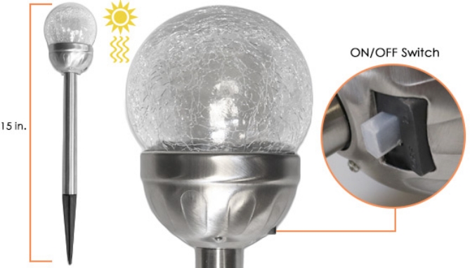 Picture 4 of Crinkled Glass Solar Stake Light