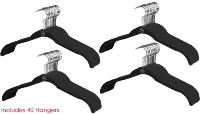 Picture 5 of Joy 40-Pack of Velvet Space-Saving, Non-Slip Black Hangers