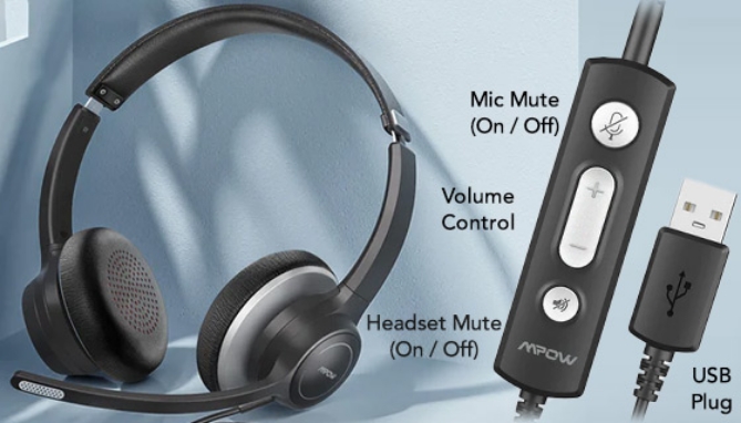 USB Wired Computer Headset Microphone with Controller