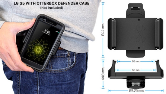 This holster clips your smartphone onto your belt for easy access at all times without weighing down a pocket! The spring-loaded arms fit nearly any size phone up to 4in wide - even if it has a case.
