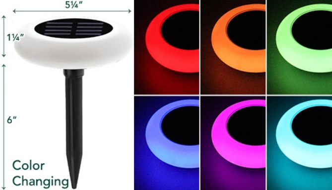 Picture 6 of Set of 2 Solar Powered, Color Changing Landscape Lights