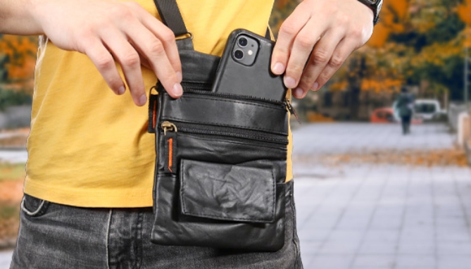 Picture 6 of Genuine Leather Hands-Free Travel Pouch
