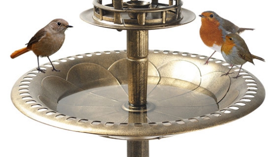 Add a delightful space for birds to cool off while beautifying your lawn with the 4-in-1 Birdbath with Solar Lamp, Feeder, and Planter.