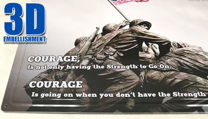 Picture 4 of Vintage Marines Raising The Flag On Iwo Jima Metal Sign