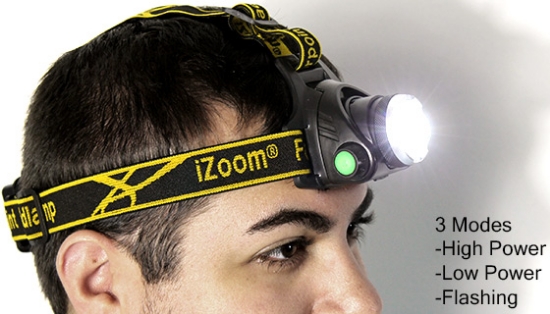 The Farpoint Headlamp features an ultra-bright LED Bulb that dishes out 350 Lumens of light. The beam's diameter can be adjusted from spot to flood focus by sliding the light back and forth.