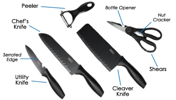 Picture 4 of Eternal Living 7-Piece Black Knife Set