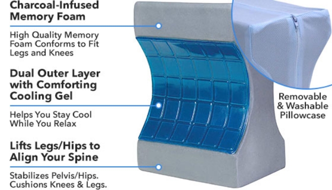 Picture 4 of Clever Cool Cooling Knee Pillow with Charcoal-Infused Memory Foam