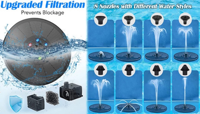 Picture 5 of Deluxe Solar-Powered Water Fountain with Color Changing LEDs