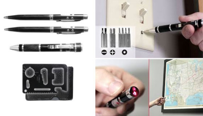 Picture 4 of 4 Piece Pocket Tool Pack W/ Screwdriver, Multi-Tool Card, and Two Pens