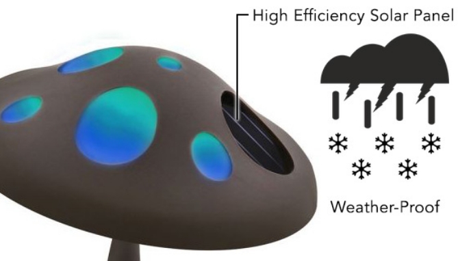 Solar Powered Mushroom Landscape Light w/ Color Changing Lights