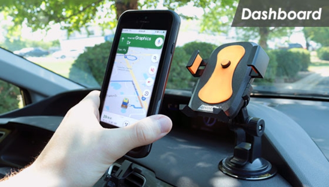 The Armor All 3-in-1 Suction Cup Phone Mount can attach to any windshield, dashboard, or car air vent.