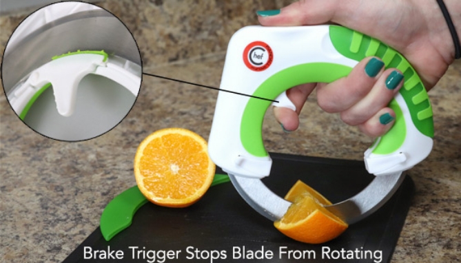 The Rock Chop and Rolling Knife is the fast, easy, and safe way to slice, dice, and chop veggies, fruit, dough, herbs, pizza, and more.