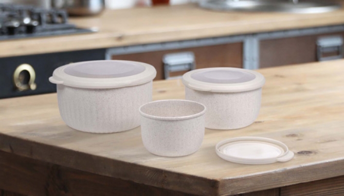 Picture 5 of 3 PC Eco-Friendly Nesting Microwave Bowl Set with Clear Lids