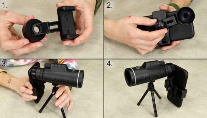 Portable Monocular Telescope with Tripod and Smartphone Clip