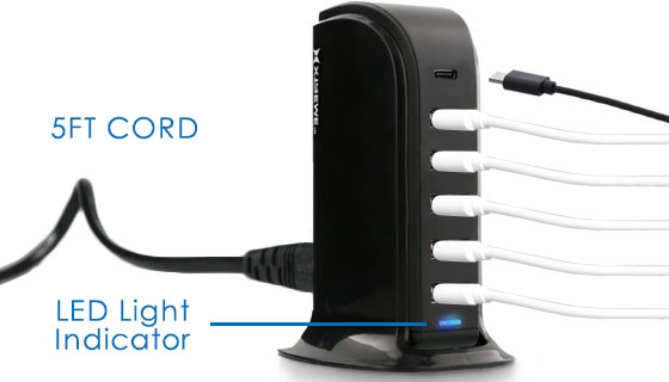 Picture 5 of Six-Port USB Charger With USB-C Port Charge Devices Up To 20X Faster