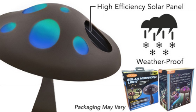 Picture 3 of Solar Powered Mushroom Landscape Light w/ Color Changing Lights