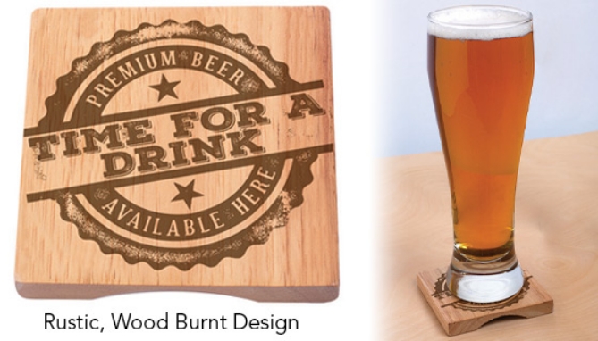 4-Pack of Wooden Coaster w/ Built-In Bottle Opener